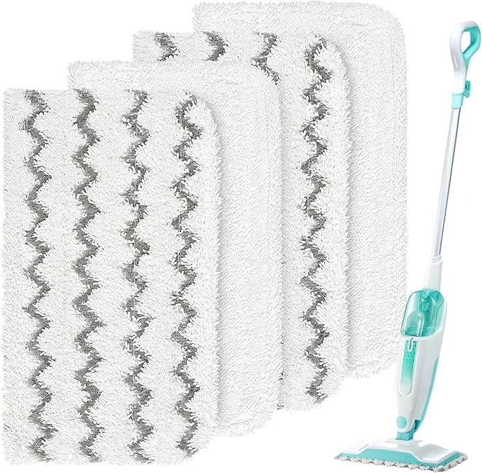 HOMEXCEL Steam Mop Replacement Pads for Shark Steam Mops S1000/S1000A/S1000C/S1000WM/and S1001C-Reusable Microfiber Steamer Scrub Mop Pads for All Hard Floors-4 Pack