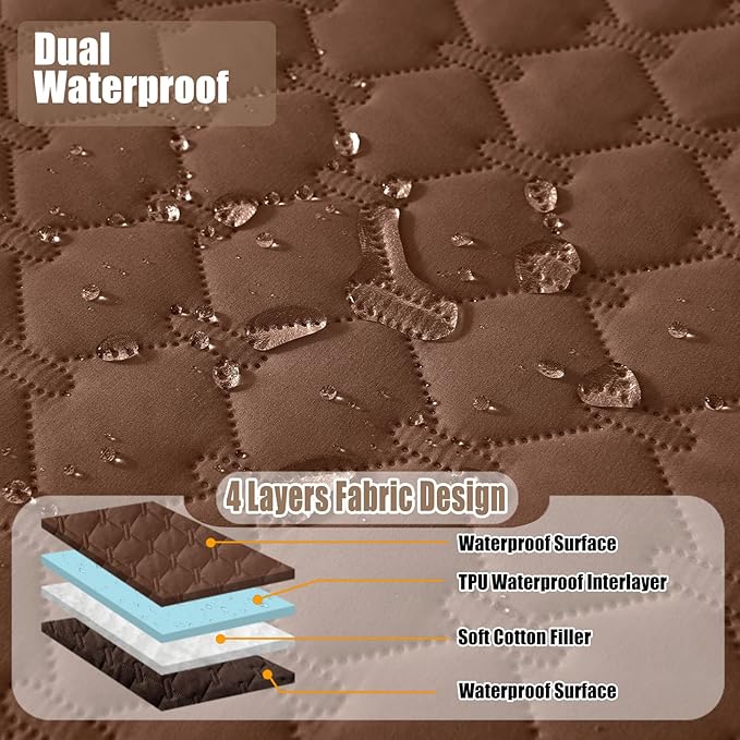 Smiry Waterproof Dog Bed Cover Blanket, Soft Reversible Pet Blanket, Washable Leakproof Cats Dogs Couch Cover for Sofa, Couch, Furniture, Plaid (40x50 Inch, Brown/Chocolate)