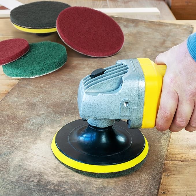 Power Scrub Pads Drill Attachment, GOH DODD 30 Pieces 5 Inch Headlight Restoration Kit Cleaning Kit Scouring Pads with Baker and Universal Shaft for Kitchen, Bathroom, Grout, Carpet, Tub, Grill,Tile