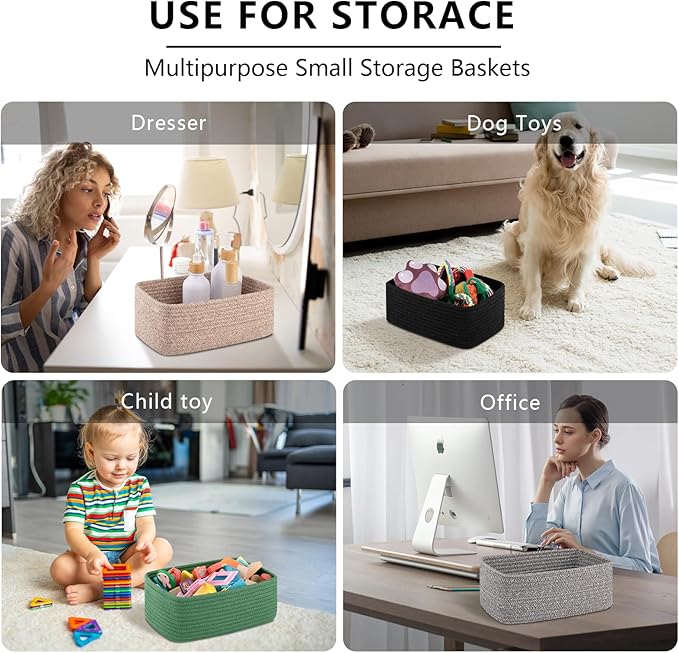 6 Pack Storage Baskets for Shelves, Small Baskets for Shelves, Cute Decorative Storage Bins, Organizer Basket for Gifts Empty, 11.8''Lx7.8''Wx4.7''H-Green