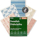 FEBU Swedish Dishcloths for Kitchen | 5 Pack Sunset Reusable Paper Towels Washable | Swedish Dish Towels | Non-Scratch Cellulose Sponge Cloths | No Odor, Biodegradable Cleaning Cloths