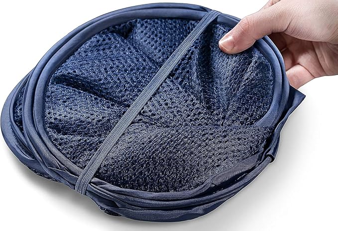 Pop up Laundry Hamper, Foldable Mesh Clothes Hamper for Kids Room, College Dorm or Travel, Collapsible Laundry Basket for Storage, Blue