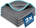 Airlab Carbon Microfiber Towels for Car Glass Window Polishing Cleaning Cloth Auto Detailing Lint Free Streak Free Drying Car Wash Large Towel, Pack of 3, 12" x 12", Grey-Blue