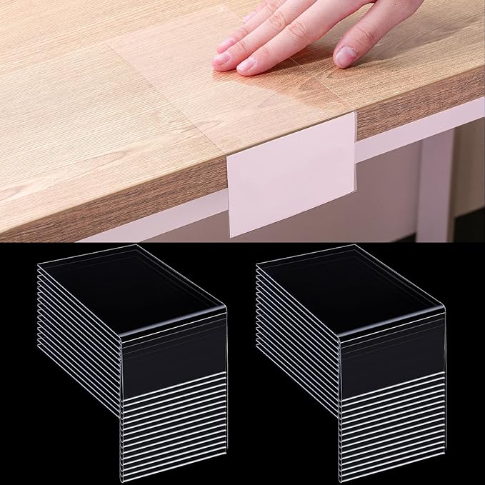 Containlol 50 Pcs Moveable Shelf Label Holders, Clear Bookshelf Label Library Shelf Markers Bookshelf Divider Tags for Library Office Classroom Home(3.6 x 2.4 Inch)