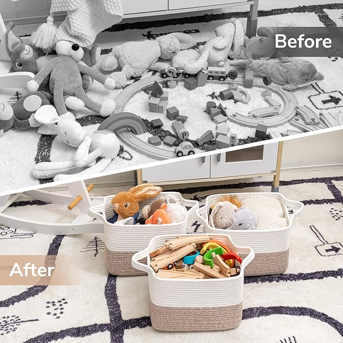 Goodpick Cube Storage Bins - Shelf Baskets for Toys Storage, Closet Storage Bins for Towel Book Clothes, Woven Basket for Shelves Baby Laundry Basket, 13''x10''x9''