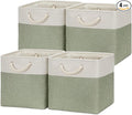 Temary Cube Storage Baskets for Shelves 12 Inch Storage Cubes 4pack Fabric Storage Baskets for Organizing Clothes, Closet Basket with Rope Handles for Home (White&Green)