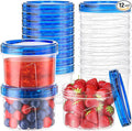 12 Pack-16 OZ Freezer Storage Containers, Small Plastic Containers with Twist Top Lids, BPA Free Food Storage Containers, Reusable Soup Container Microwave/Dishwasher Safe