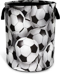 Soccer Ball Laundry Basket Oxford Cloth Funny Ball Laundry Hamper With Handle Foldable Portable Clothes Storage Basket 18.9 X 16.5 In Storage Bag For Laundry Room/Bathroom/Bedroom/Dormitories