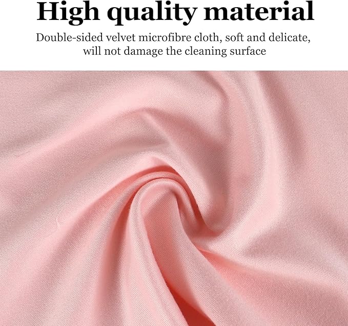 10PCS Suede Microfiber Cloths, 8"×8" Suede Cloth Cleaning Rags, Double-Sided Cleaning Cloths for Car LCD Display, Screens, Glasses, Lenses, Mirrors, Windows, Delicate Surfaces (Pink)