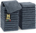 Homaxy 24 Pack Kitchen Dish Cloths (10 x 10 Inches, Dark Grey), Super Soft and Absorbent Coral Velvet Dish Towels, Nonstick Oil Fast Drying Microfiber Cleaning Cloth, No Lint Household Dishcloths