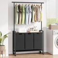 GarveeHome Laundry Sorter, Laundry Hamper 2-Section With Hanging Rack, Rolling Laundry Hamper With Removable Laundry Basket,Laundry Basket Organizer for Laundry Room, Rustic Brown