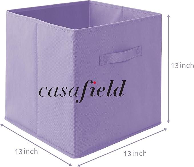 Casafield Set of 6 Collapsible Fabric Cube Storage Bins, Multicolor - 13" Foldable Cloth Baskets for Shelves, Cubby Organizers & More
