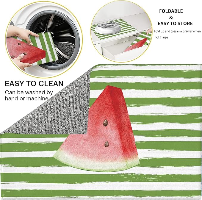 3Pcs Watermelon Dish Drying Mat & Kitchen Sink Splash Guard Faucet Mat For Kitchen Counter Absorbent Microfiber Dishes Pad Dish Drainer Rack Mats Fast Dry Kitchen