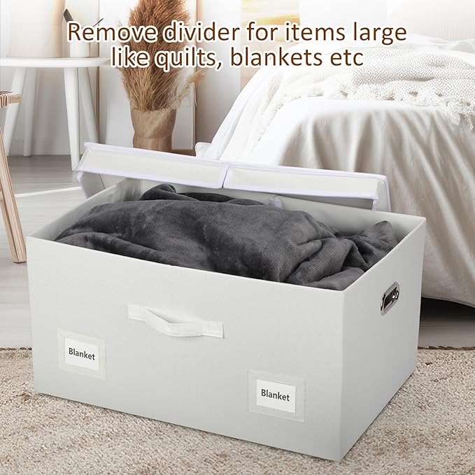 Graciadeco 75 Quarts Extra Large Decorative Storage Bins with Lids, 1 Pack White Collapsible Storage Bins with Lids, Stackable Storage Bins Decorative Box Storage With Lid Extra Large