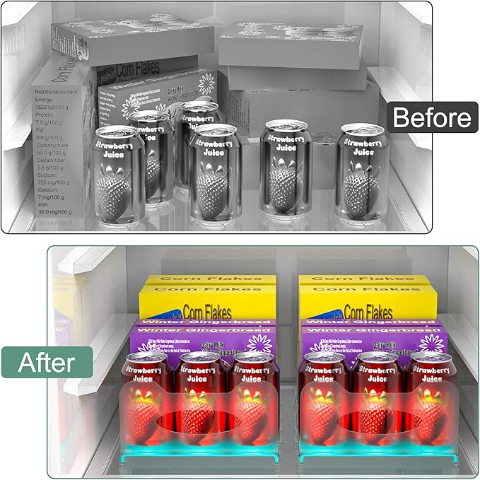 Freezer Organizer 12” Visible Fridge Organizer Rack with Removable Dividers and Handles, Freely Adjustable, Fits Refrigerator Frozen Meals, Lunch Meat Box, Cheeses (Mint Green)