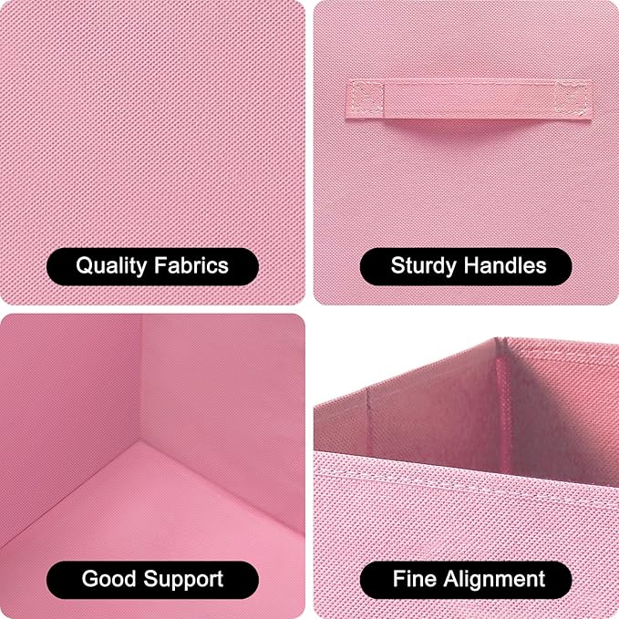 Fabric Storage Bins - 6 Pack Collapsible Cube Organizer for Closet, Shelves & Living Space, Pastel & Dark Color Options - Foldable Storage Boxes with Handles for Clothes (Pastel Colors, 11 inch)