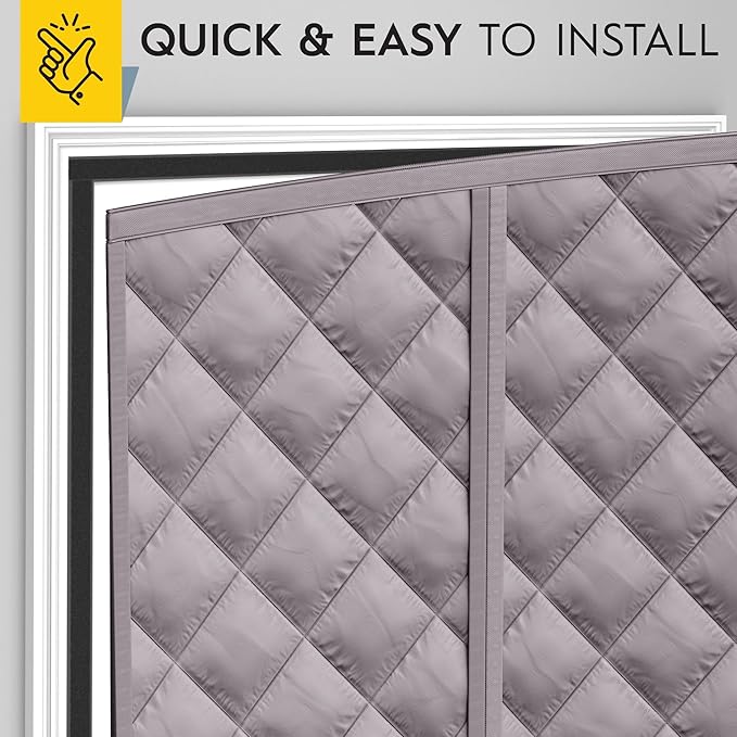 AUGO Thermal Door Curtain - Thermal Door Cover for Winter - Magnetic Thermal Insulated Door Curtain for Winter - Winter Door Insulation - Keeps Warm Air in & Cold Air Out - Home Winterizing Products