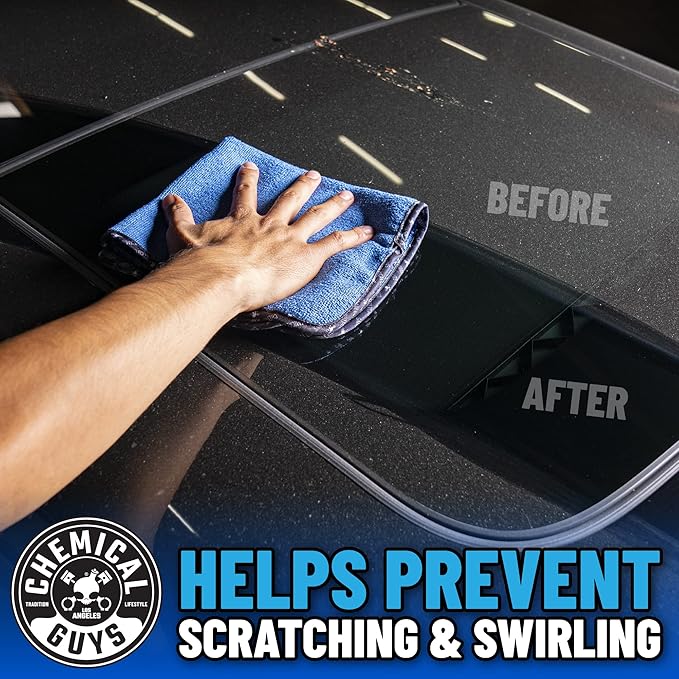 Chemical Guys Professional Grade Premium Microfiber Towels for Cars, Blue, 16" x 16", Ultra-Soft and Scratch-Free Car Detailing Cloths for Trucks, Motorcycles, and More - 12 Pack