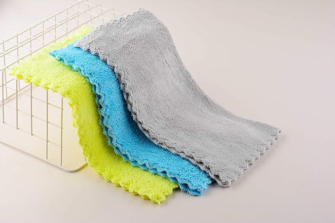 Ultra Soft Edgeless Microfiber Cleaning Towel Pack of 12, All-Purpose Multipurpose Plush 12' x 12' Cleaning Towels, Super Absorbent (Gray)