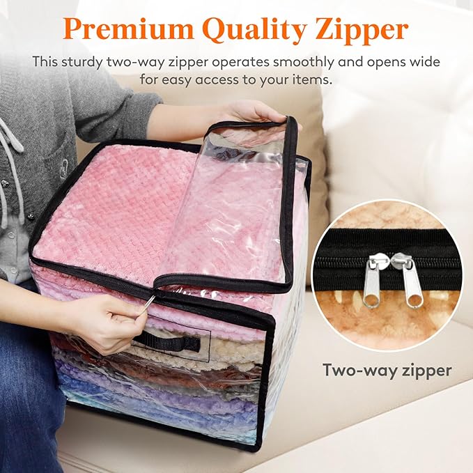 Lifewit 6 Pack Clear Clothes Storage Bags, 13 Inch Clear Cube Storage Bins, 36L Vinyl Foldable Moving Bags with Zipper, Storage Container for Sweater Sheets Yarns