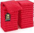 Homaxy 24 Pack Kitchen Dish Cloths (10 x 10 Inches, Red), Super Soft and Absorbent Coral Velvet Dish Towels, Nonstick Oil Fast Drying Microfiber Cleaning Cloth, No Lint Household Dishcloths