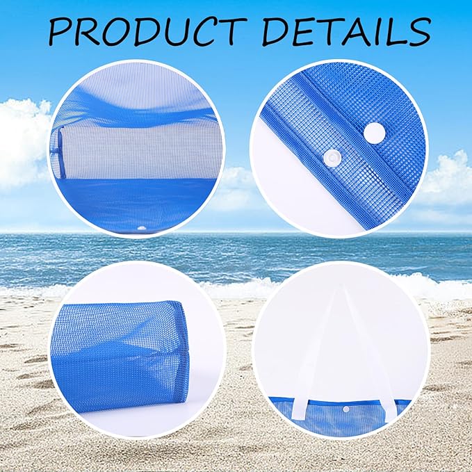 2Pack Large lightweight Simple Mesh Beach Tote Bag With snap Button Reusable Pool Bag for Outdoor Travel Shopping Gym