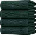 Homaxy 100% Cotton Waffle Weave Kitchen Dish Towels, Ultra Soft Absorbent Quick Drying Cleaning Towel, 20x28 Inches, 4-Pack, Blackish Green