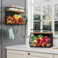 Fruit Basket 2 IN 1 Magnetic & Hanging Wall Produce Basket with Spice Rack for Potato and Onion Storage for Pantry,Kitchen Countertop and Fridge Organizer 2 PCS