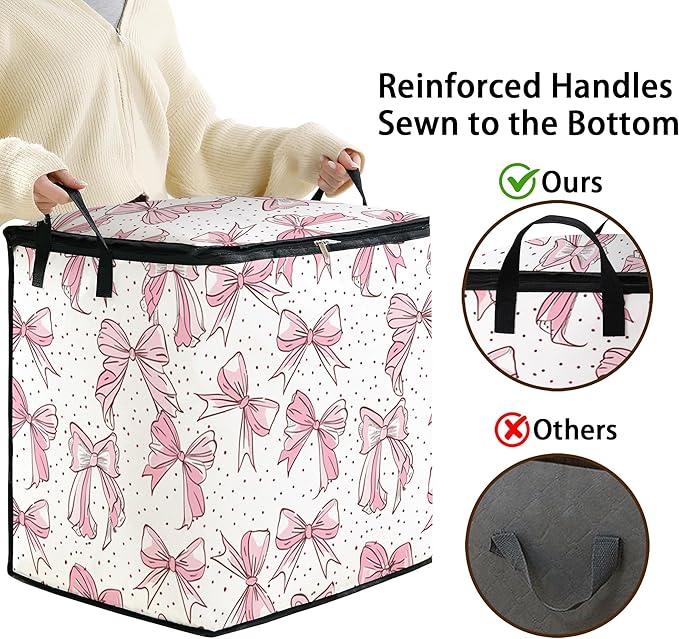 king comforter storage bag,clothes blanket bedding pillow quilt organizer for closet,fabric moving bags with portable handles and zipper 95L(2pack)