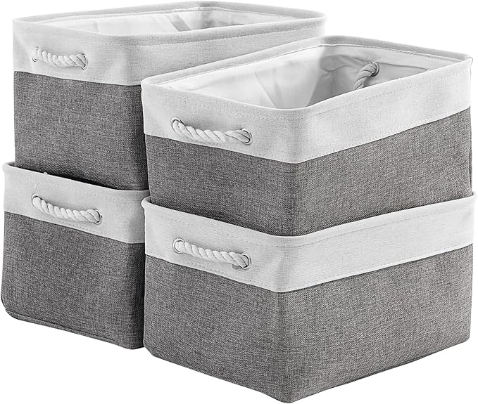 Sacyic Storage Basket 16x12x8 inch Fabric Sturdy Canvas Storage Bins Organizer with Handles for Clothes and Storage Foldable Storage Boxes Cubes