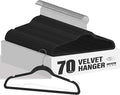 HealSmart Velvet Hangers 70 Pack, Space Saving Clothes Hangers for Closet, Non-Slip Heavy Duty Coat Hangers for Pants, Shirt, Sweater, Suit & Dress Clothing with 360° Swivel Hook, Black