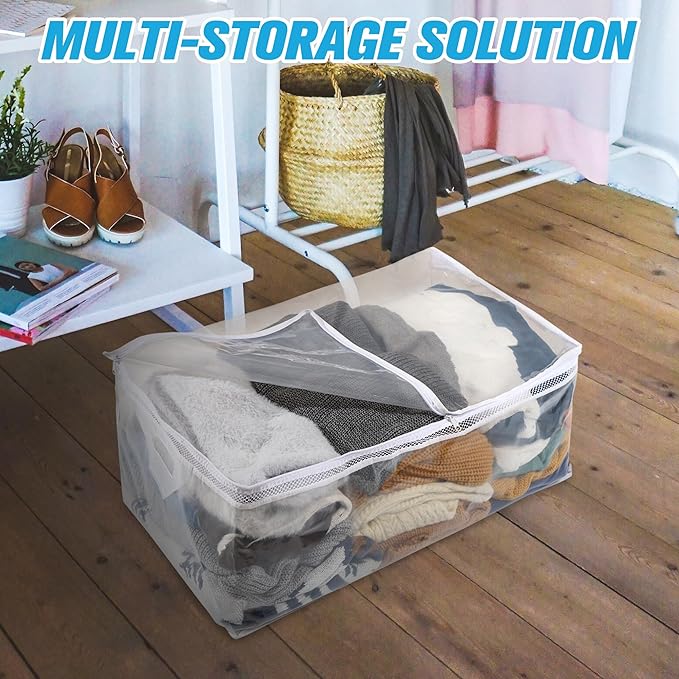 HIBAG 20 Gallon Large Storage Bag for Clothes, Zipper Clothing Storage Bag, Clear Organizer with Reinforced Handles, for Comforters Blankets Pillows Bedding (1 Pack)