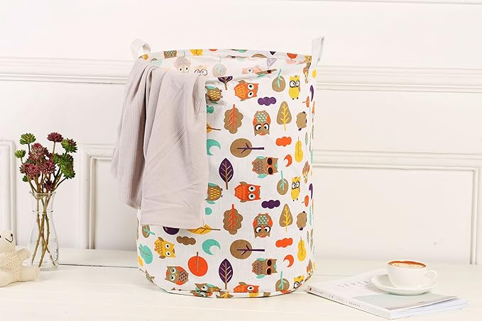 Merdes 19.7’’ Waterproof Foldable Laundry Hamper, Dirty Clothes Laundry Basket, Linen Bin Storage Organizer for Toy Collection (Owl)