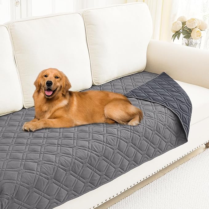 Smiry Reversible Waterproof Couch Covers for Sofa, Washable Dogs Pet Couch Covers for 3 Cushion Sofa Pet Friendly, Water Resistant Furniture Protector Slipcover, Geometric (30"x70", Grey/Dark Grey)