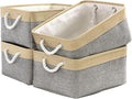 Sacyic Organization and Storage Basket for Organizing - Large 4 Pack 16x12x8 inch Collapsible Baskets for Shelves Fabric Storage Cube, Storage Bins for Laundry Cloth Books Gift (Gold & Grey)
