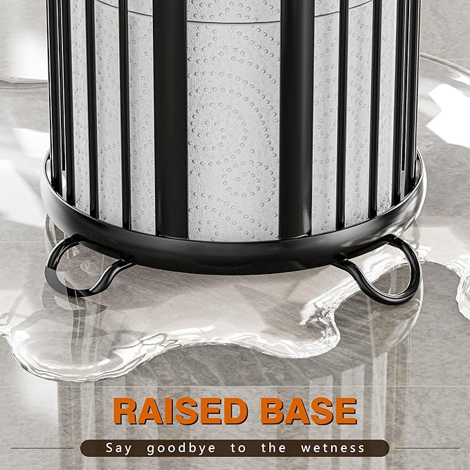 Bunoxea Toilet Paper Holder Stand, Freestanding Toilet Tissue Organizer, Minimalistic Storage Solution, Reserve Mega Rolls-Modern Black