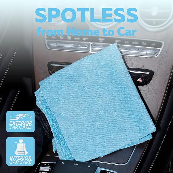 Fantasticlean XL Tear-Away Microfiber Cleaning Cloth Roll, 16'' by 16''- 36 Sheets, Thick & Large Detailing Towels, Ultra Absorbent, Lint-Free Reusable Wipes for All-Around Cleaning (Glossy Blue)