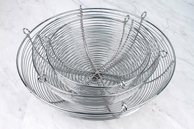 RSVP International Hanging Storage Collection 3-Tier Baskets, Chrome Woven Wire