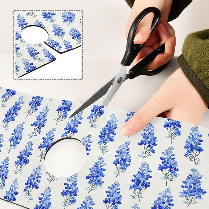 Watercolor Bluebonnets Lavender Herb Kitchen Sink Splash Guard Sink Faucet Mat Faucet Handle Drip Catcher Drain Mats for Kitchen Bathroom Countertop Absorbent Dish Drying Pad 2Pack