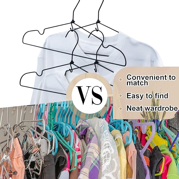 Clothes Hanger Connector Hooks, Heavy Duty Extender Clips Organizer Mini Space Saving Clothes Hanger Extender Cascading Connection Hooks for Wooden Velvet Metal Plastic Hangers (Black) 36PCS