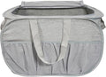 Collapsible Laundry Baskets with Lid, Foldable Laundry Basket with Pockets, Pop Up Laundry Hamper with Dual Handles, 99L Sturdy Hampers for Clothes, Groceries, Supplies, Tools, Grey