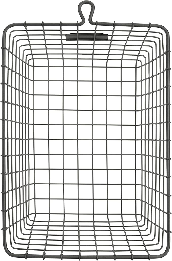 Spectrum Small Wire Basket with Label Plate Industrial Gray Square Wire Storage Basket for Kitchen Bathroom Laundry Pantry Closet Toy Under Sink Organization, Small Wire Basket Organizer for Storage