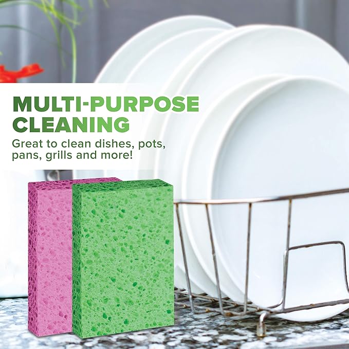 SCRUBIT Cleaning Scrub Sponges, [New Packaging] Non-Scratch Kitchen Sponges for Dishes -12 Pack Dishwashing Sponge - Assorted Colors Package May Vary
