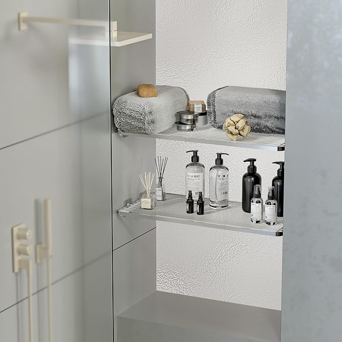 Rod Closet Shelves,Expandable-Large Metal Storage Racks,3 Packs DIY Dividers Separators for Cabinet Wardrobe Cupboard Pantry Kitchen Bathroom (Silver,7.9" D x 17"-31" W,3PCS)