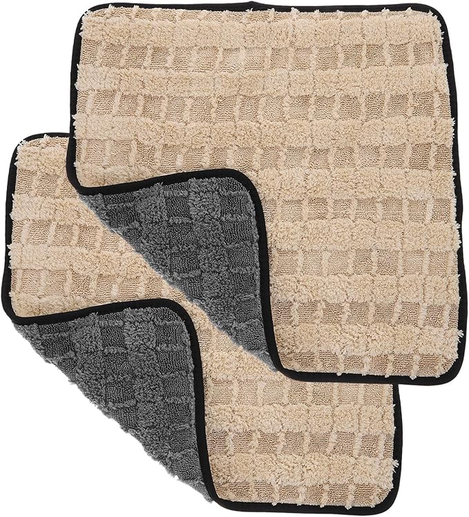 NUOBESTY 2pcs Absorbent Car Wash Towels 40x40cm Microfiber Cleaning Cloths for Auto Polishing and Drying, Thickened Large Grid Coral Fleece Car Care Towels for Vehicle Detailing