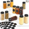 12Pcs Spice Jars with Label, 4oz Empty Square Seasoning Containers, Spice Jars with Shaker Lids, Small Spice Bottles for Salt, Herbs, Sugar, Pepper, Seasoning Jars for Spice Rack, Cabinet, or Drawer