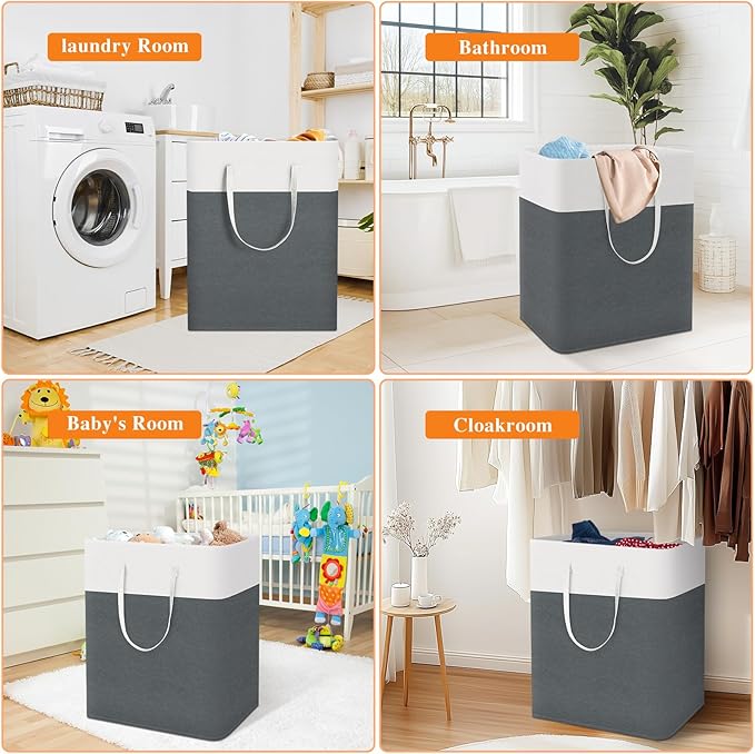 laundry basket 3-Pack, laundry hamper, Hamper with handles, collapsible laundry baskets, Waterproof dirty clothes hamper, Towel Storage for Home or Dorm, 125L-Grey