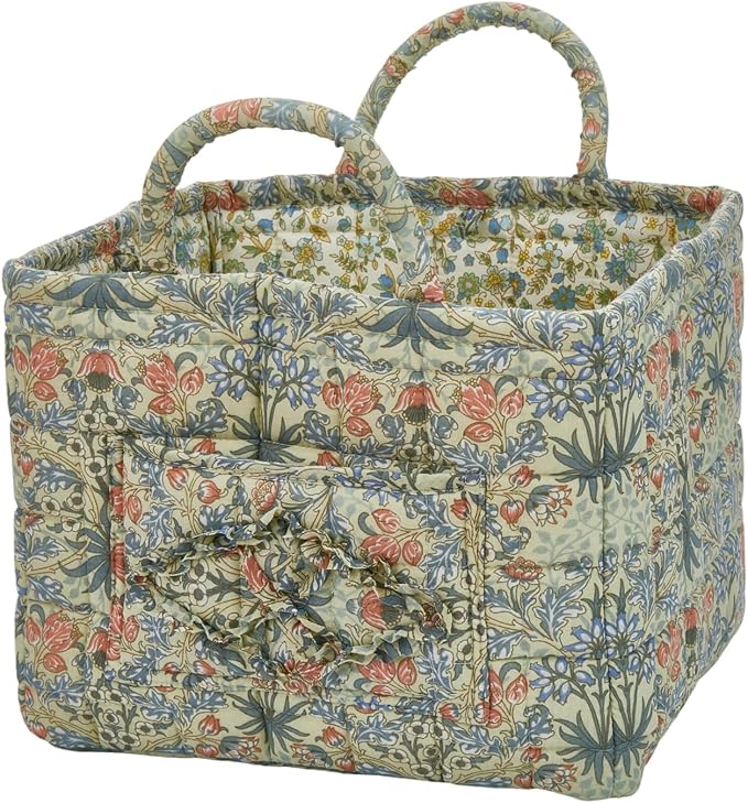 Boho Fabric Storage Basket, Large Capacity Laundry Basket, 12.2'' x 10.23'' x 10.23'' Collapsible Laundry Hamper with Easy Carry Handles (C Multi-Color 10, L)