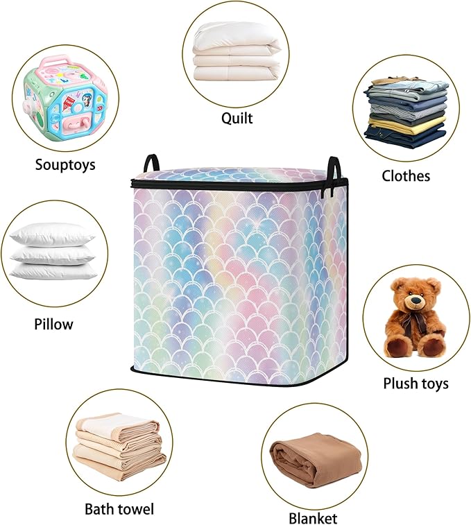 Large Comforter Storage Bag with Zipper,Closet Organizer for Clothes,Blankets,Quilts,Pillows,Fabric Moving Bags with Portable Handles 95L(2-Pack)
