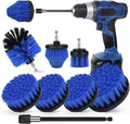 Drill Brush Attachment Set, 7 Pack 1/4in Power Scrubber Brush + Extend Long Rod, Brush Drill Attachment, Power Cleaning Scrub Brush for Bathroom, Tub, Tile, Corner（Blue）